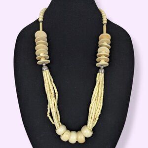 Vintage 7-Strand Bone Bead Necklace